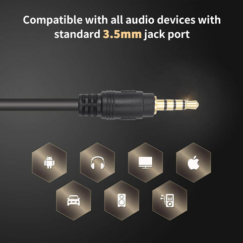 Poyiccot 3.5mm Splitter Mic and Audio Cable, 3.5mm Headphone Splitter 1 to 4 Ways (1/8") TRRS Male to Female Aux Headphone Cable for Earphone & He...