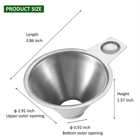 Stainless Steel Spice Funnel with Handle for Kitchen Use Filling Spice Jars, FIFO Squeeze Bottles, Spill-Free Metal Funnel for Salt Pepper Powder,...