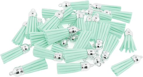 Mandala Crafts 100 Pcs Aqua Faux Suede Tassels Bulk Keychain Making Supplies - Small Leather Tassels for Charms, Jewelry Making, and DIY Crafts...