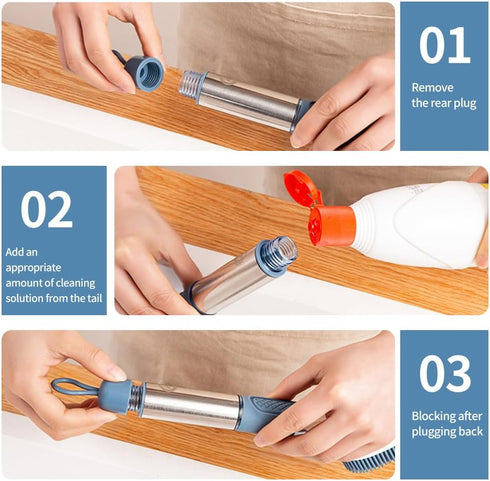 Household Four in One Long Handled Kitchen Automatic Liquid Sponge Cleaning Tool, Long Handled Brush Pot, Hydraulic Cleaning Brush, Kitchen Specif...