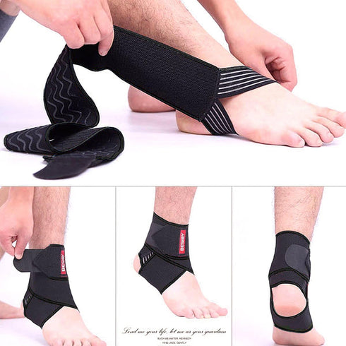 Ankle Brace Support Adjustable Breathable Elastic Nylon Material Fit for Most Size Use for Sports (Black 1pcs)...
