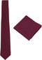 Mens Solid Linen Tie Set : Slim Necktie with Matching Pocket Square (Maroon)...
