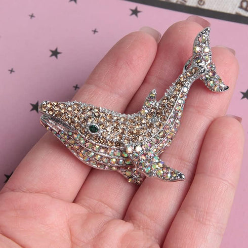 Wixine 2Pcs Blue Full Rhinestone Whale Fish Brooches Women Alloy Dolphin Animal Party Casual Brooch Pins Gifts...