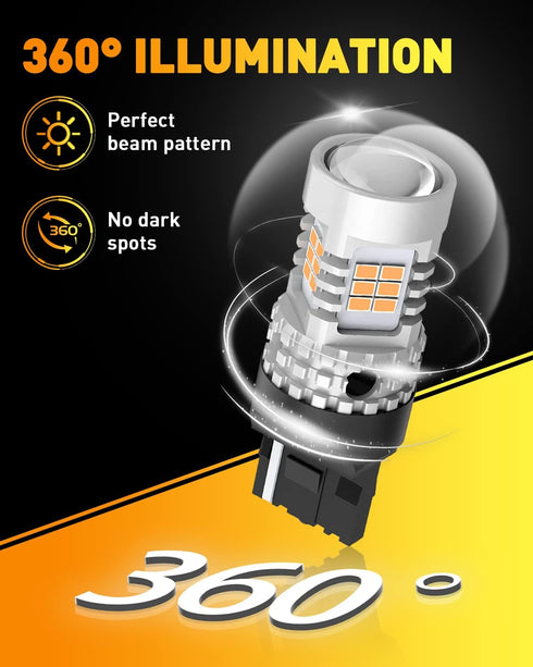 OXILAM 7440 LED Bulbs Amber Yellow 4000LM for Turn Signal Lights with Build-in Load Resistor CANBUS Error Free T20 7440NA 7441 W21W WY21W Blinker ...