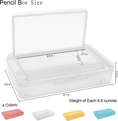 1 PCS Pencil Box,Double Layer Large Capacity Pencil Box,Translucent Plastic Hard Pencil Box, with Snap-tight Lid Stackable Pencil Box, Pencil Box ...