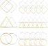 1 Box 120Pcs 6 Styles Beaded Earring Making Hoop Gold Silver beading Earring Hoops Linking Ring Square Triangle Earring Components Findings for DI...