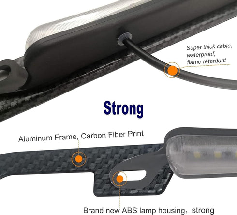 AOOTF License Plate Frame with Light Bar Assembly- License Plate Light Lamp Bulbs & Aluminium Carbon Fiber Car Tag Holder Mount Kit for Truck SUV ...
