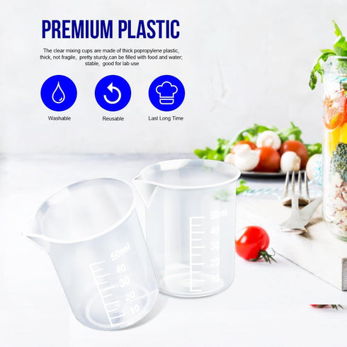 LEOBRO 50ml/1.7oz Epoxy Mixing Cups, 38PCS Graduated Epoxy Resin Cups, Pouring Cup, Plastic Beakers Measuring Cup for Resin, Epoxy, Acrylic Paint,...