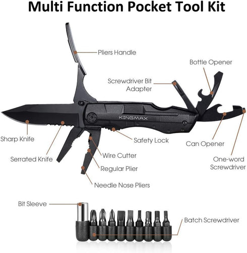 Pocket Knife,Multitool Tactical Knife with Blade,Saw, Plier, Screwdriver, Bottle Opener,Folding Knife Built with Full Stainless Steel,Perfect Tool...
