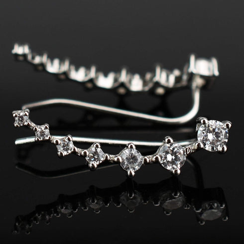 Earring for Women Cartilage 7 Crystals Ear Cuffs Hoop Climber S925 Sterling Silver Earrings with Cubic Zirconia CZ Hypoallergenic Piercing Gifts f...