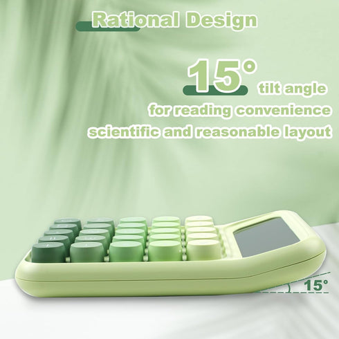 Mechanical Pushbutton Calculator, 12 Digit Large LCD Display, Big Buttons Easy to Press Use as Office Calculators Desktop, Forest Green Computer B...