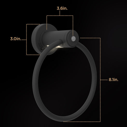 Enbrighten Towel Ring, Motion Sensing, Night Light, Battery Operated, Hand Towel Holder/Hanger for Bathroom, Kitchen, Matte Black, 79181...