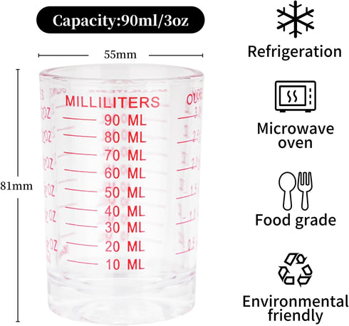 BCnmviku 1 PACK Shot Glass Measuring Cup 3 Ounce/90ML Liquid Heavy High Espresso Glass Cup...