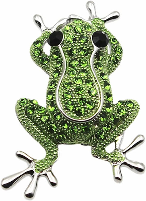 VALICLUD 3D Green Frog Necklace for Women Crystal Frog Jewelry Frog Brooch with Silver Chain Alloy Frog Stuff Animal Frog Jewelry Frogs Charm (5. ...
