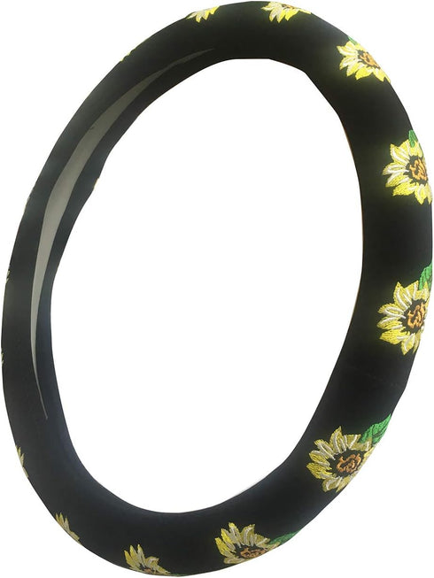 Mayco Bell Automotive Women Embroidery Cute Car Steering Wheel Cover (Sunflower)...