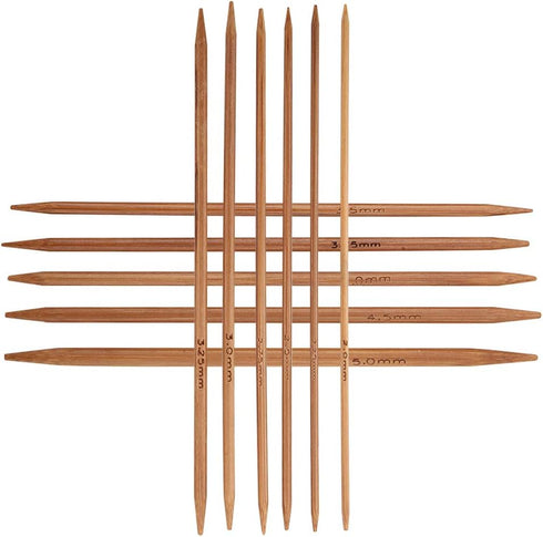 11Sizes 55PCS Bamboo Knitting Needles Set Smooth Double Pointed Long Knitting Needles Set for Handmade Creative DIY Knitting Craft (5.1 Inches Len...