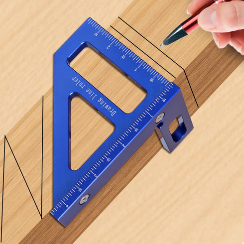 Imperial 3D Multi-Angle Measuring Ruler,45/90 Degree Aluminum Alloy Woodworking Square Protractor, Miter Triangle Ruler High Precision Layout Meas...