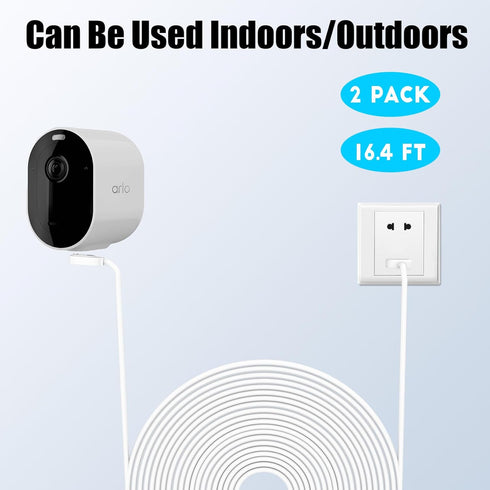 JYJZPB Magnetic Charging Cable Work with Arlo Ultra 1 Ultra 2 Arlo Pro 3 Arlo Pro 4/ 5S Suitable for Indoor/Outdoor 2 Pack, White 16FT......