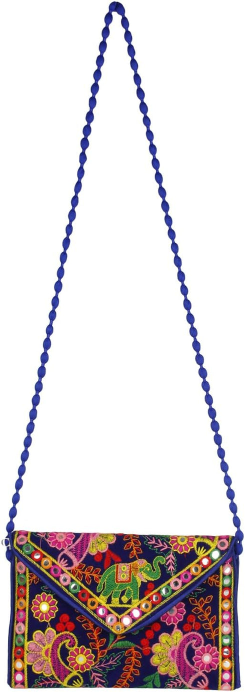 Elephant Sling Bag, Foldover Clutch, Hand Bag, Shoulder Bag & Cross Body Bag for Women & Girls (Blue Color)...