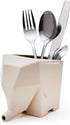 PELEG DESIGN Cutlery Holder Jumbo Cute Drainer and Funny Plastic Elephant Sink Cutlery Organizer Drainer Storage Box and Toothbrush Holder (Cream)...
