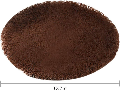 16 Inch Plush Dog Bed Mat Warm Fluffy Round Puppy Crate Pad with Anti-Slip Waterproof Bottom Soft Comfy Pet Kennel Mat for Small and Medium Dogs S...