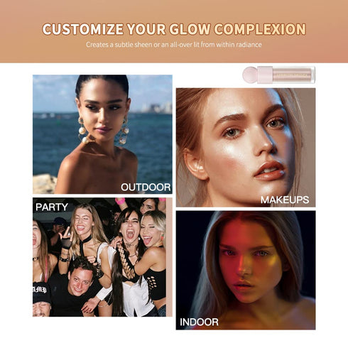 Liquid Highlighter, Contour Stick Makeup Highlighter for Face, Lightweight Glotion, Waterproof Luminous Lotion, Silky Smooth Glitter Highlighter M...