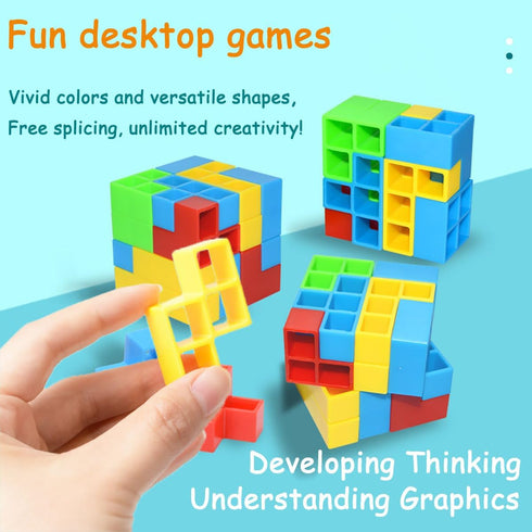 32 PCS Tetra Tower Game,Stacking Blocks Game, Board Games for 2 Players+ Family Games, Parties, Travel, Kids & Adults Team Building Blocks Toy...