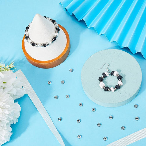 SUNNYCLUE 1 Box 200Pcs Stainless Steel Spacer Beads 6mm Metal Heishi Beads Bulk Flat Round Disc Bead Small Rondelle Loose Spacer Beads for Jewelry...