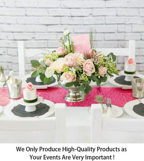 ShinyBeauty Hot Pink Table Runners Pack of 2 Home Decor Sequin Table Runner Fuchsia 12 by 108 in Wedding Graduation Party Supplies -0214S...