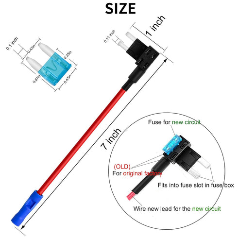 MuHize Mini Add-a-Circuit Fuse Tap 12V - 5 Pack Blade Fuse Holder w/ 15A Mini ATM Fuses, Waterproof & Anti-Rattle Design for Truck RV Marine...