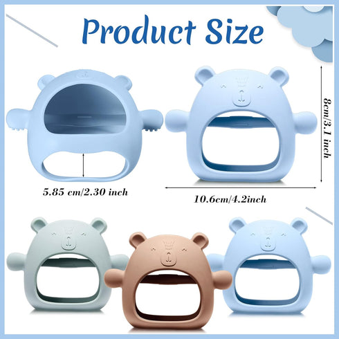 Chumia 3 Pack Baby Teether Teething Toys for Babies 0-6 Months Baby Teething Toy Silicone Anti Dropping Infant Hand Teether Pacifiers Wrist Hand C...