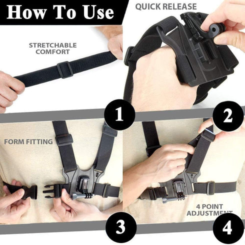 ASOCEA Action Camera Chest Mount Strap,Adjustable Vest Chest Harness Belt Compatible with Gopro Hero 13 12 11 10 9/AKASO EK7000/Brave 4/Brave 4 pr...