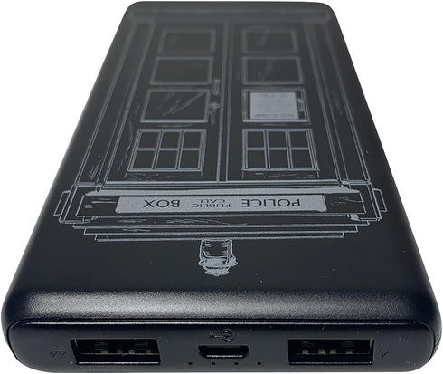 Doctor Who Phone Charger | Slim Pocket Sized 10,000mAh Power Bank with Tardis Design, 2 USB Outputs, 2.1A & 1A, Charges Two Devices, USB-A Chargin...