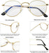 HJSTES Round Blue Light Glasses for Women Men Retro Circle Clear Lens Metal Frame Eyeglasses...