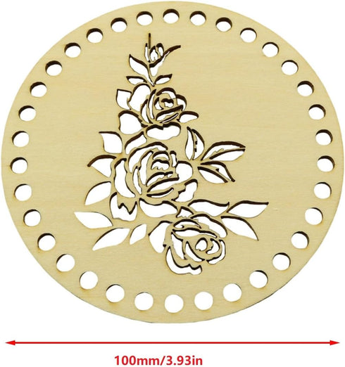 PZRT 1 Set Circular Wood Slice Cross Stitch Accessories B Circular Wooden Basket Base Crochet Hook Knitting Bottom Plate Handmade DIY Crochet Knit...