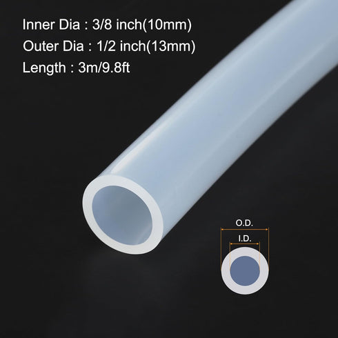 10ft 10mm(3/8") ID x 13mm(1/2") OD Silicone Tubing Clear Industrial Plastic Tubing Pure Silicone Hoses for Pump Siphoning Draining Irrigation Brew...