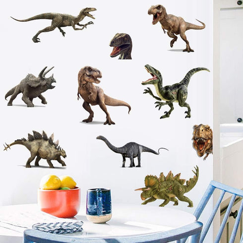 Kiddle 3D Watercolour Dinosaur Kids Wall Stickers, Peel and Stick Removable Wall Decals for Kids Nursery Bedroom Living Room...