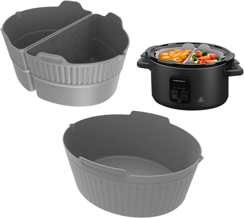 Silicone Slow Cooker Liners, 3 Pack Reusable Divider Insert Fits Crockpot 6-7 Quarts Oval Slow Cooker Reusable Dishwasher Safe, Food-Grade BPA Fre...