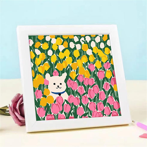 ZRIZQ Paint by Numbers for Adults Beginner Kids Ages 6-8-12 with Wooden Frame,Easy Paint by Numbers for Gift Home Decoration 8x8 Inch(Flowers 1)...