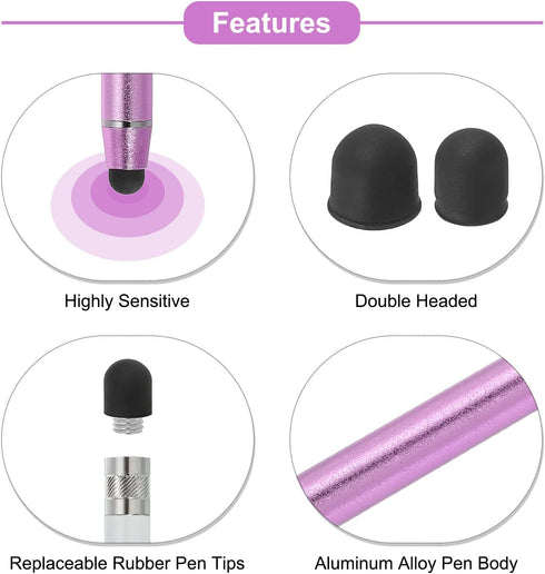 MECCANIXITY 5pcs Stylus Pens for Touch Screens with 2 Extra Tips Dual Rubber Tips Capacitive Stylus Universal Tablet Pen Sensitivity Precision, Pu...