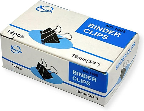 Alvin 20107 Small 3/4" Binder Clips (Pack of 12), Tempered Spring Steel Material for Durability, with Sturdy Wire Handles, Foldable Handles for Ha...