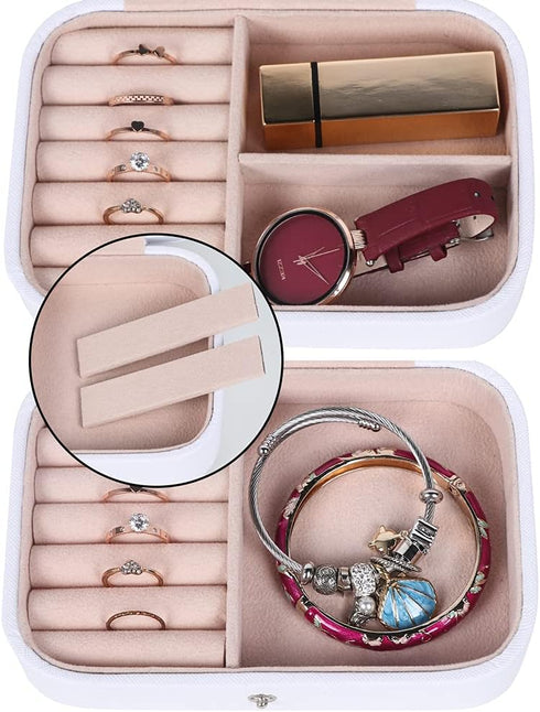 Travel Jewelry Box, PU Leather Small Jewelry Organizer for Women Girls,Portable Mini Travel Case Display Storage Holder Boxes for Stud Earrings, R...