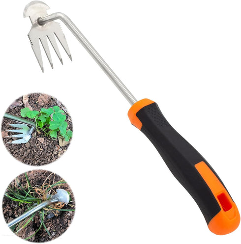 Weeding Artifact Uprooting Weeding Tool, Garden Weeding Tool Weed Puller, 4 Teeths Dual Purpose Manual Hand Weeder Tool, Multifunctional Weeder fo...
