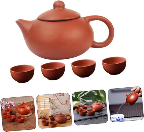 1 Set Purple Clay Teapot Set Travel Set Chinese Tea Set Chinese Tea Cup Set Teapot and Cup Set Delicate Tea Service Set Portable Teapot Kit Grace ...
