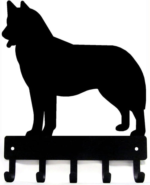 Husky - Key Holder & Dog Leash Hanger for Wall - Large 9 inch Wide with 5 Hooks - Made in USA...