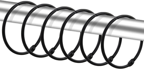24 Pack Shower Curtain Rings, Rustproof Decorative Metal Round Shower Curtain Hooks for Bathroom Shower Rod (Black)...