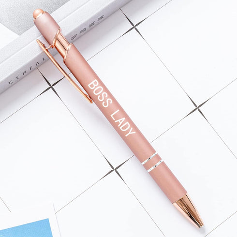 12 Pieces Rose Gold Inspirational Ballpoint Pens with Touch Screens Stylus Tip, Medium Point Smooth Writing Encouraging Motivation Pens for Women,...