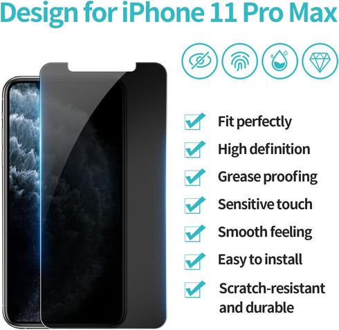 PEHAEL 2Pack for iPhone 11 Pro Max/iPhone Xs Max Privacy Screen Protector Anti-Spy Tempered Glass Film 9H Hardness Easy Installation Bubble Free [...