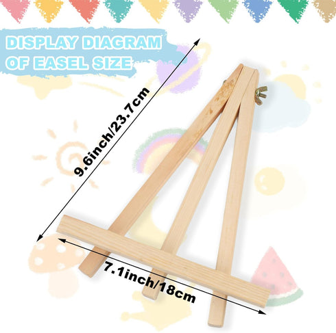 4PCS 9 Inch Wood Easels, Tripod, Painting Party Easel, Kids Student Tabletop Easels for Painting, Easel Stand for Painting Canvases, Portable Canv...