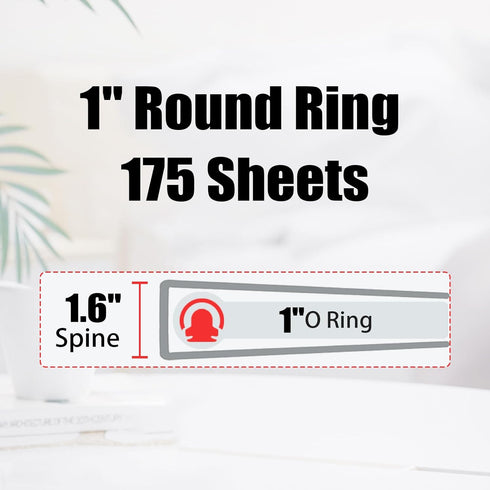 Small A5 Binder 3 Ring 1 Inch for 5.5" x 8.5" Paper with 5-Tab Dividers, Mini Binders for School Office Supplies and Home, Stay Positive...